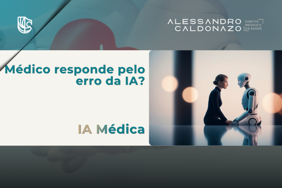 Ilustração sobre uso de inteligência artificial na prática médica e responsabilidade do médico