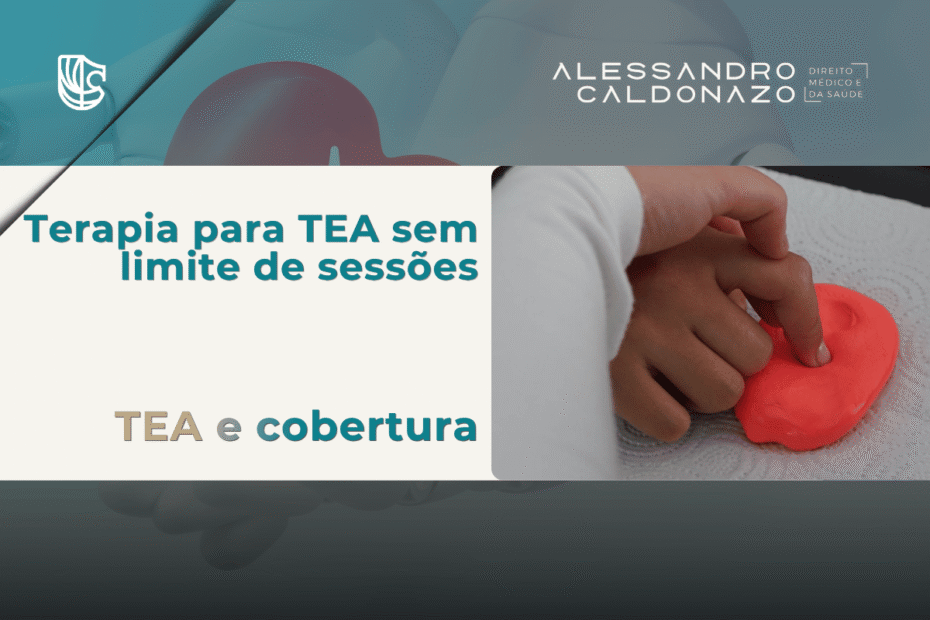 Mãos em atividade de terapia ocupacional; texto: terapia para TEA sem limite de sessões