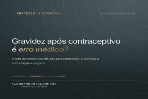 Arte com a pergunta gravidez após contraceptivo é erro médico, sobre falha de método contraceptivo e responsabilidade do médico